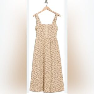 Moon River Cream Floral Midi Dress